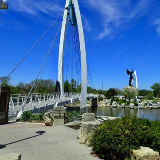 Pedestrian suspension bridge over Big Arkansas River